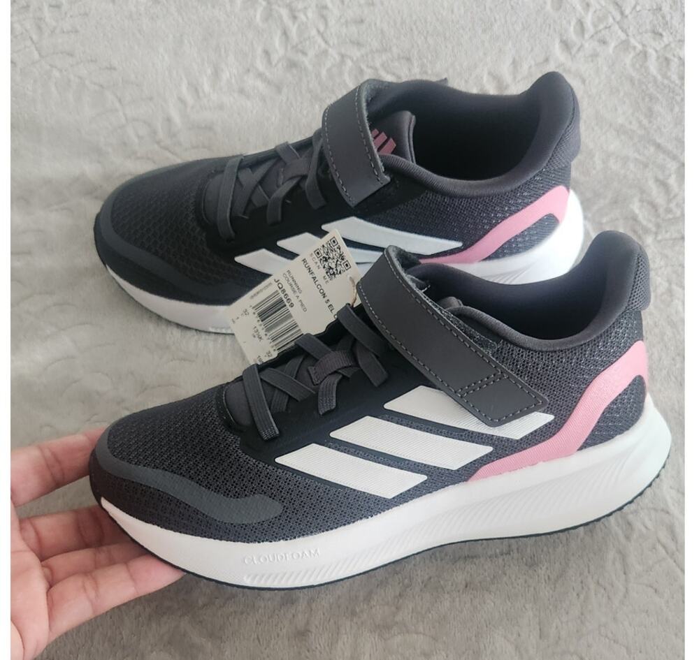 Adidas Girls Runfalcon 5 Athletic Shoes Cloudfoam Black Pink Size 1y NWOB